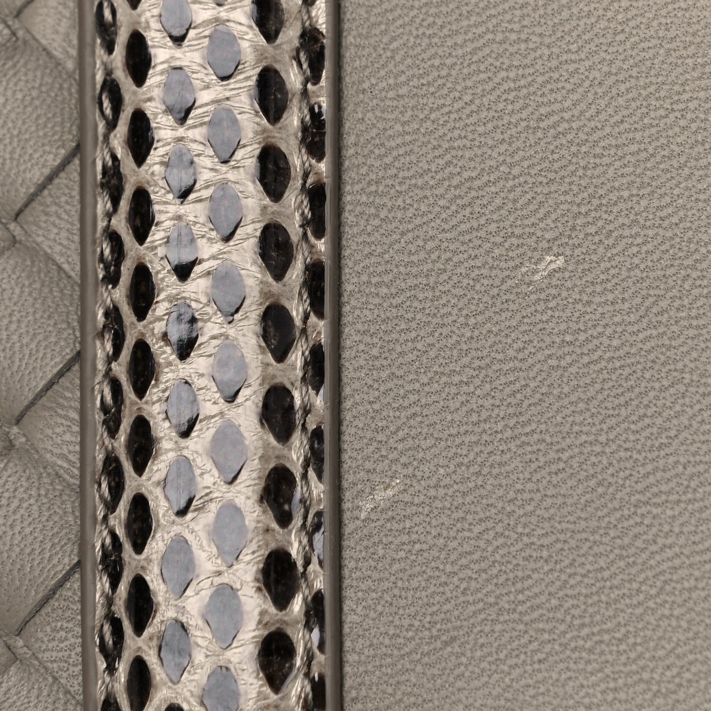 Nappa Intrecciato Snakeskin Small Flow Wave Tote Mink