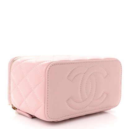 Chanel Lambskin Resin Quilted Vanity Case With Chain Light Pink 4 of 11