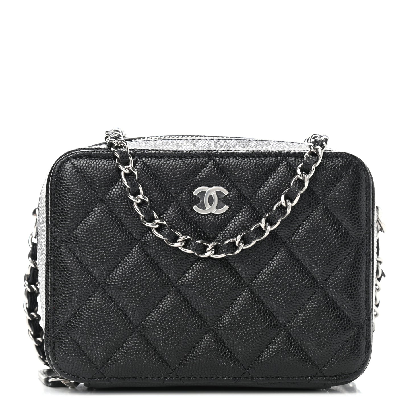 Caviar Quilted CC Vanity Case With Chain Black