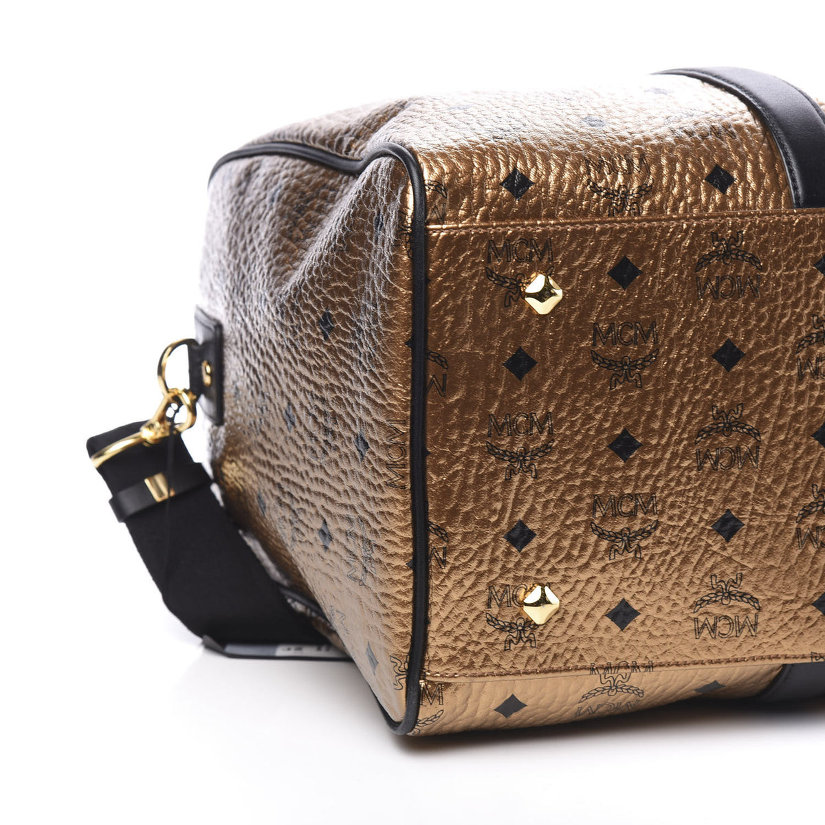 Metallic Visetos Medium Traveler Weekender Bag Gold