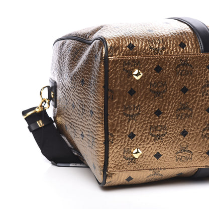 MCM Metallic Visetos Medium Traveler Weekender Bag Gold 6 of 8