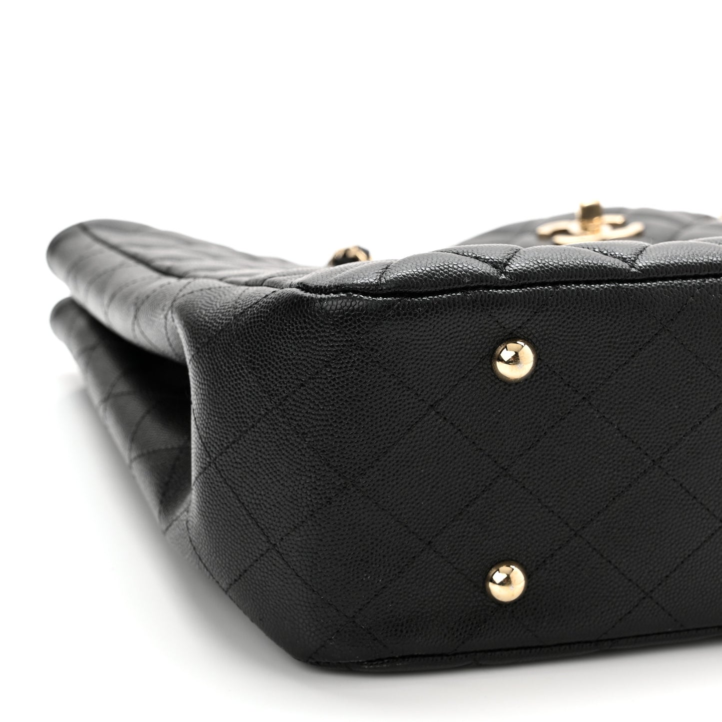 Caviar Quilted Large Shopping Tote Black