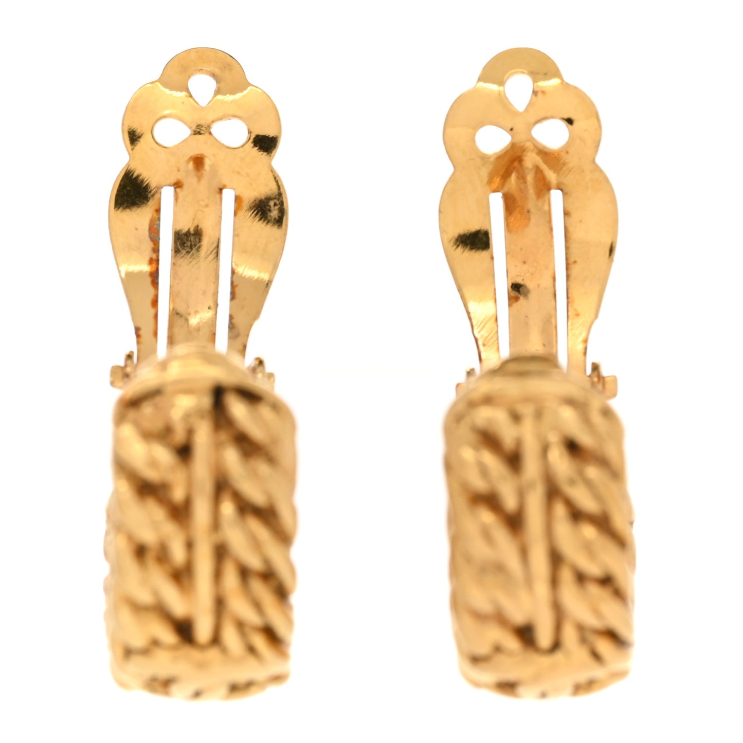 Metal CC Hoop Clip On Earrings Gold