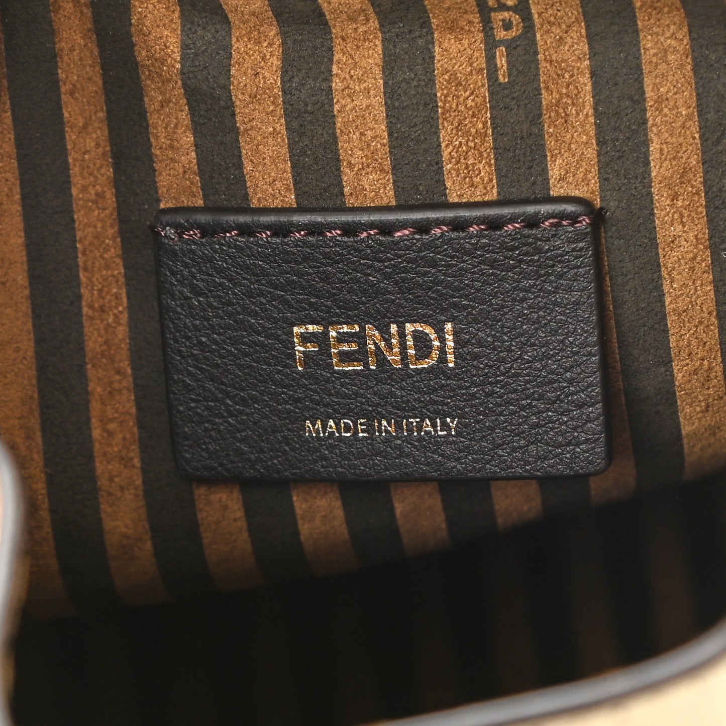 Vitello King F is Fendi Logo Debossed Metal Stitch Mini Mon Tresor Bucket Bag Pergamena