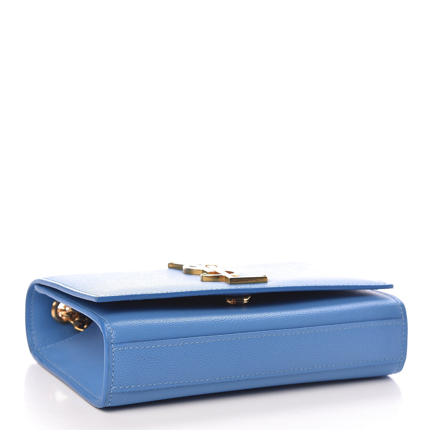Saint Laurent Grain De Poudre Small Classic Monogram Kate Satchel Blue Clair 4 of 9