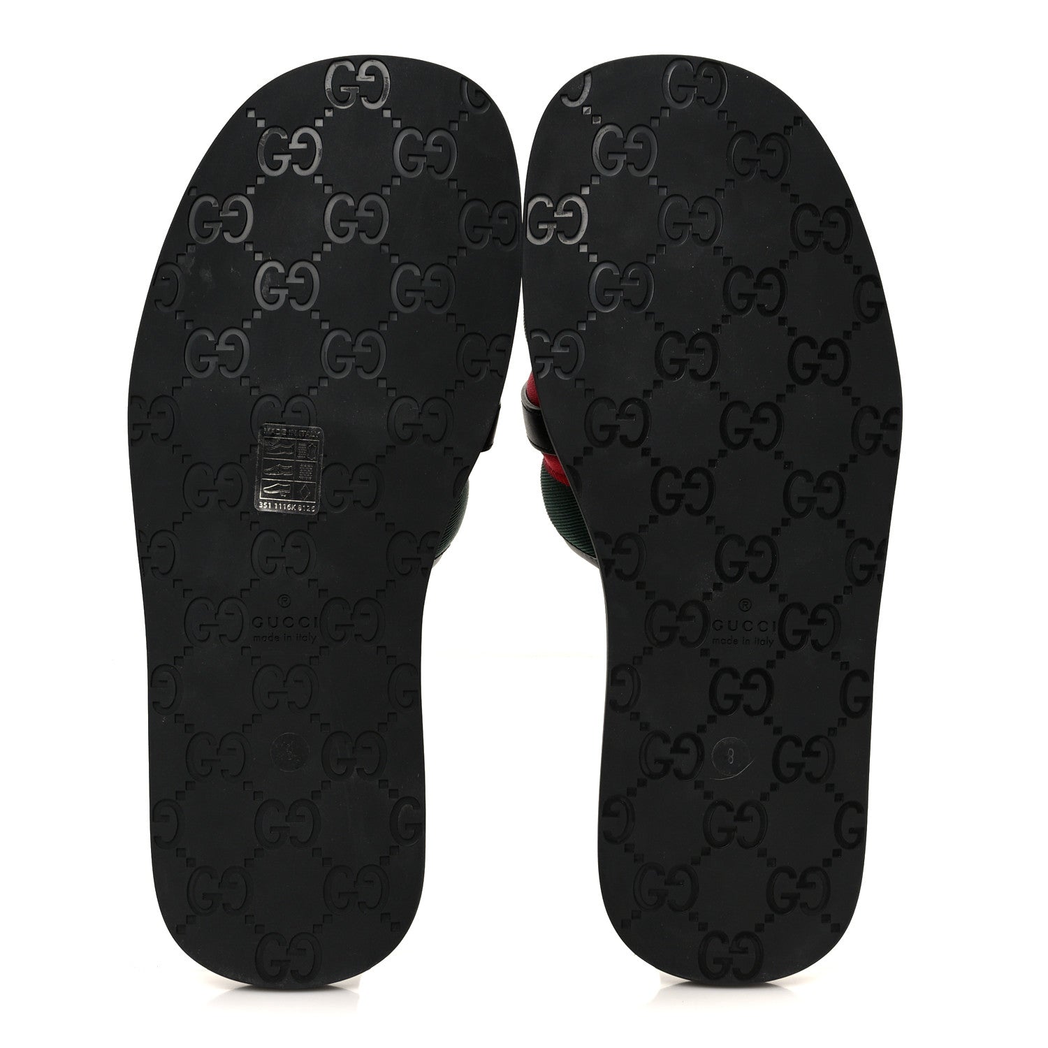 Gucci Nylon Calfskin Web Interlocking G Mens Maverik Slide Sandals 41 Black Green Red 6 of 9