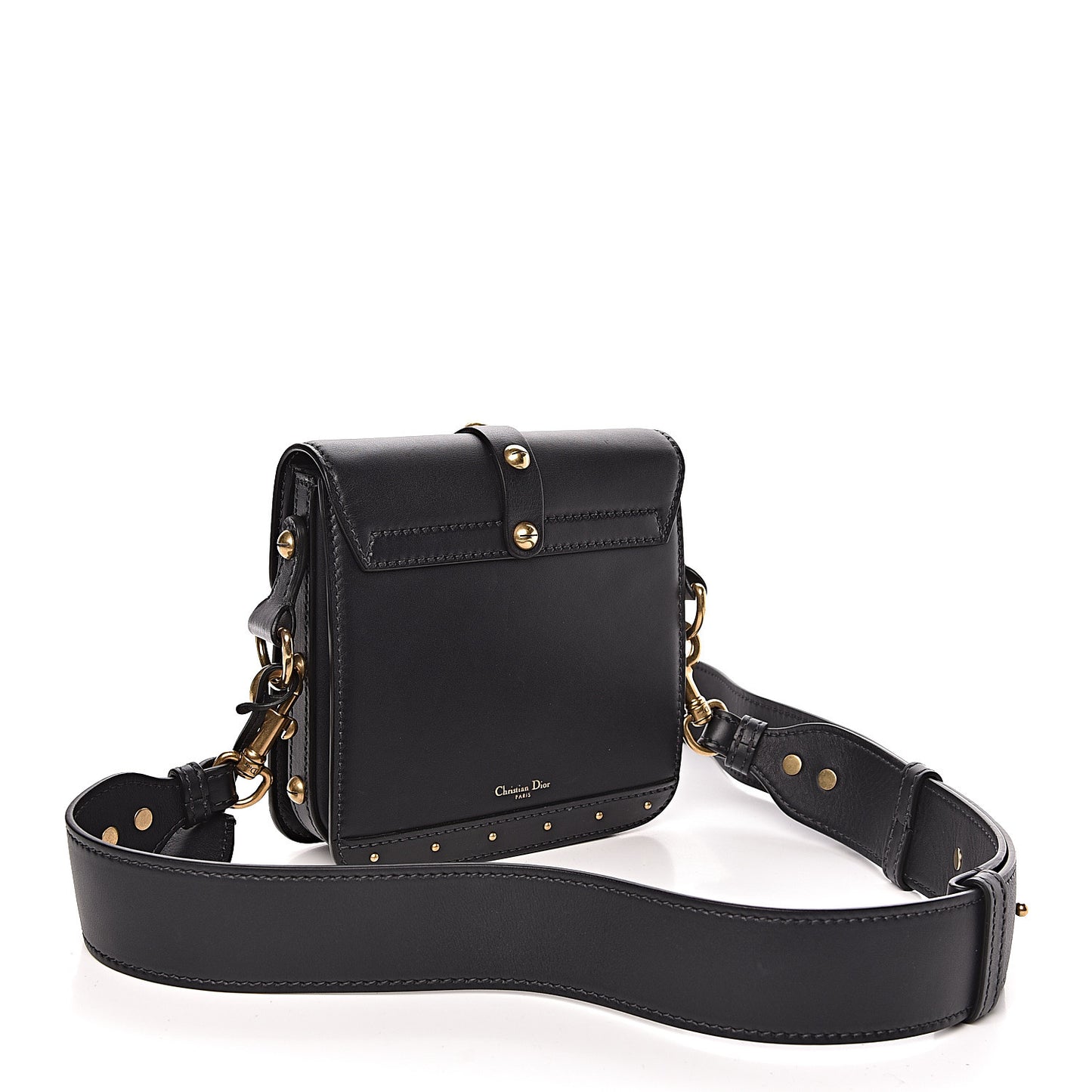 Calfskin Studded Square Dioraddict Flap Black