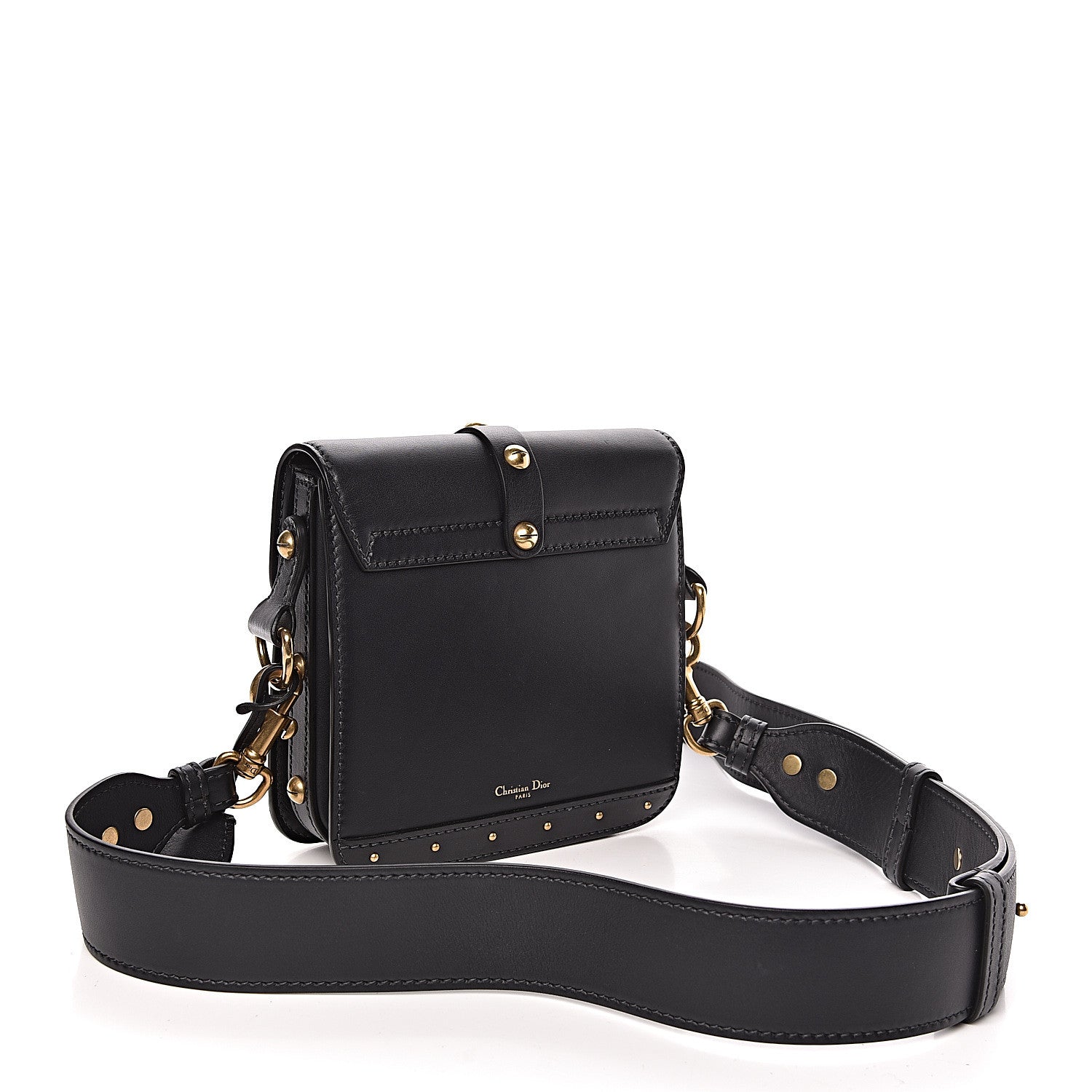 Christian Dior Calfskin Studded Square Dioraddict Flap Black 3 of 9