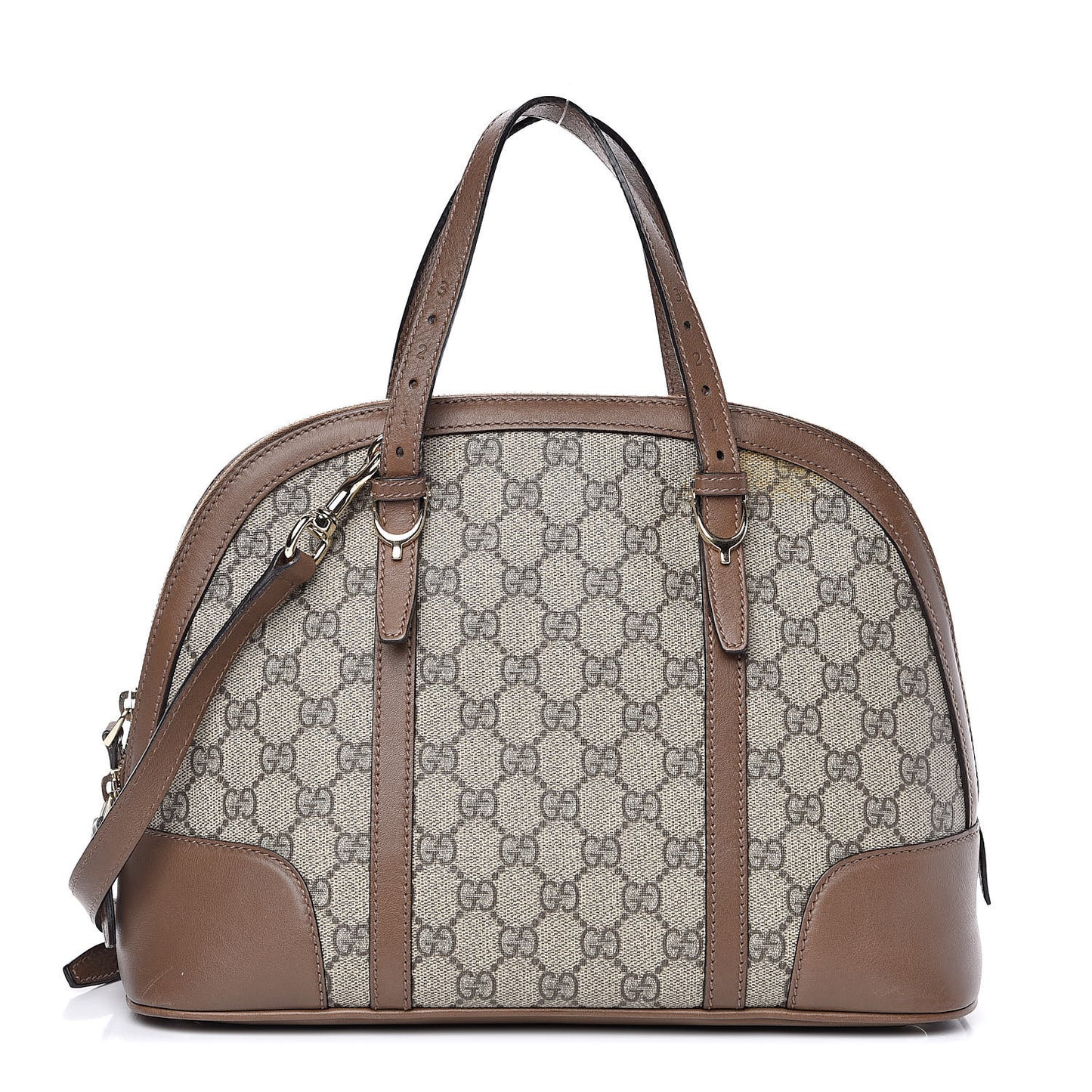 GG Supreme Monogram Margaux Calfskin Small Nice Top Handle Dome Bag Beige Ebony Acero