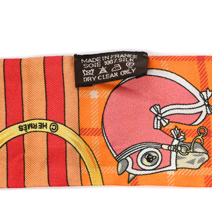 Hermes Silk Tatersale Twilly Rouge Orange Jaune D'Or 2 of 4