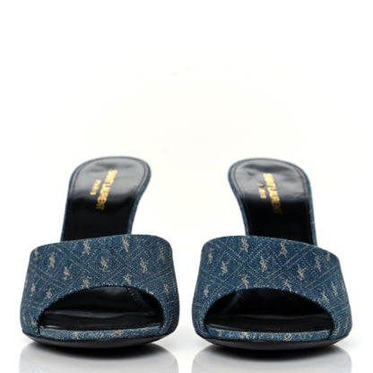 Saint Laurent Denim Monogram La 16 Mule Sandals 40 Blue Jeans 2 of 9