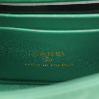 Chanel Lambskin Quilted Top Handle Flap Clutch With Chain Green 6 of 11