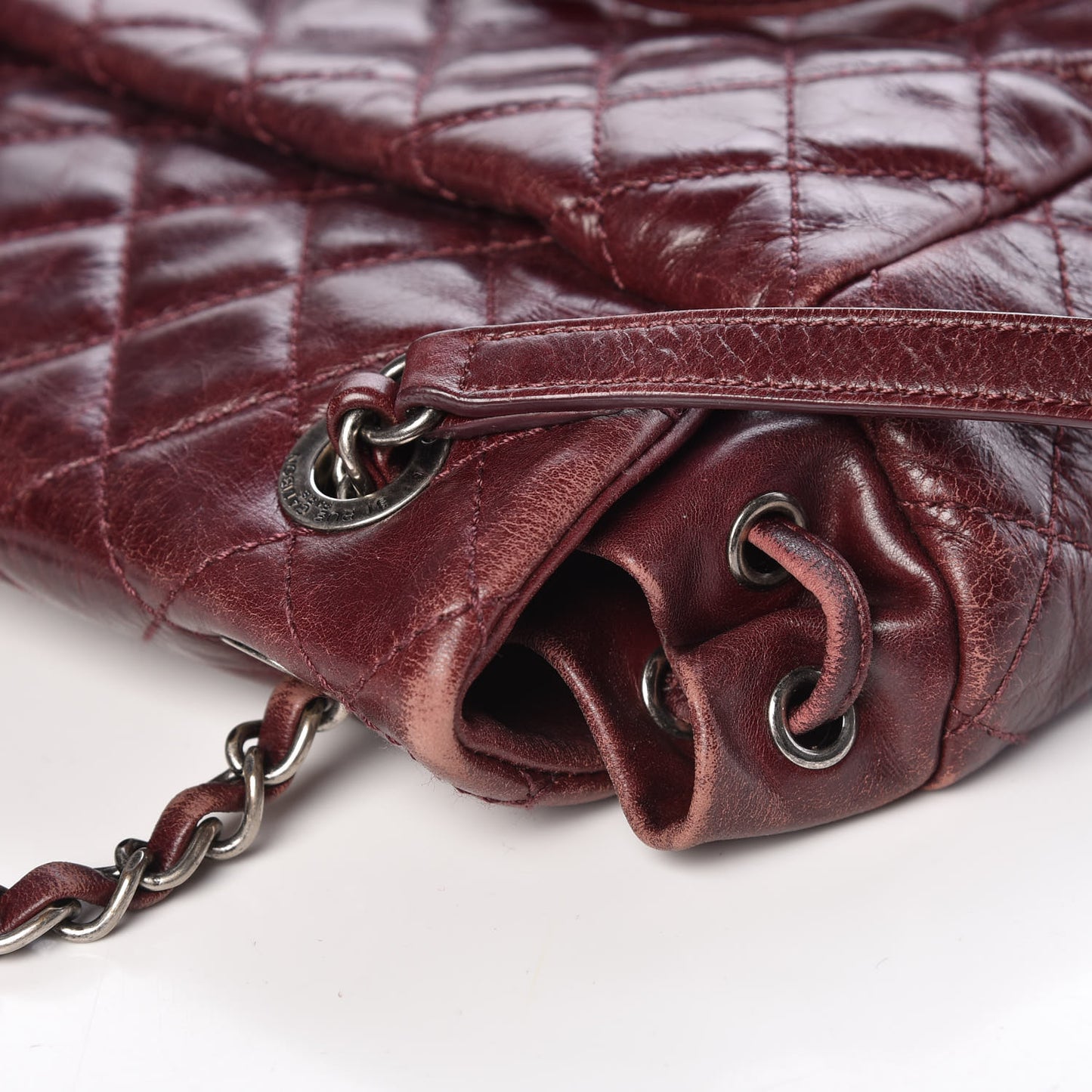 Glazed Calfskin Quilted Large Salzburg Backpack Burgundy