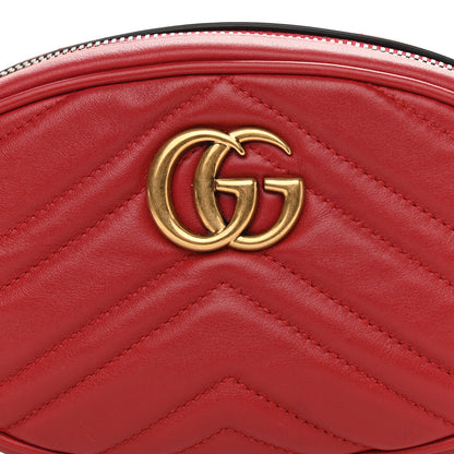 Gucci Calfskin Matelasse GG Marmont Belt Bag 85 34 Hibiscus Red 10 of 12