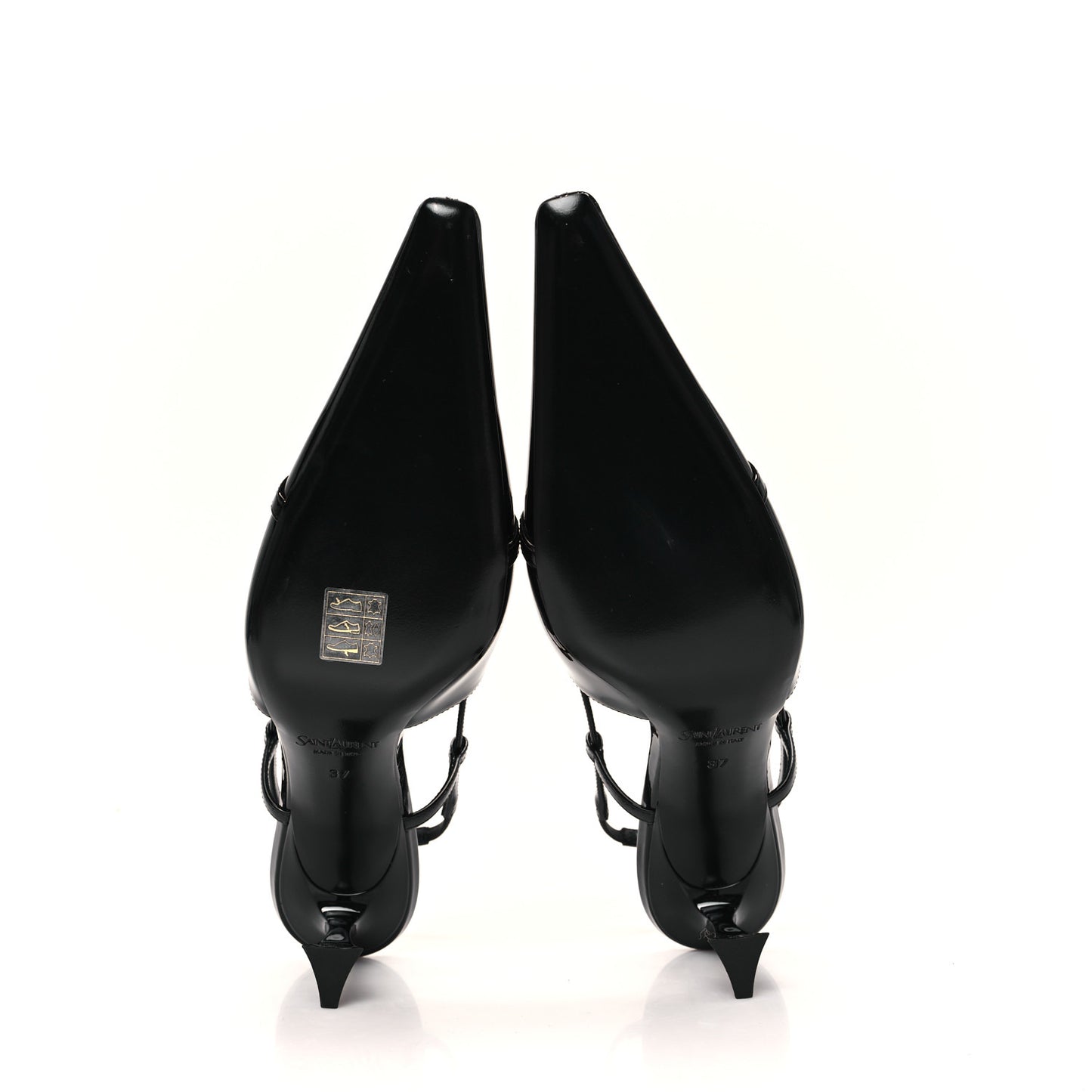 Patent Calfskin Jacqueline 75 Slingback Pumps 37 Black