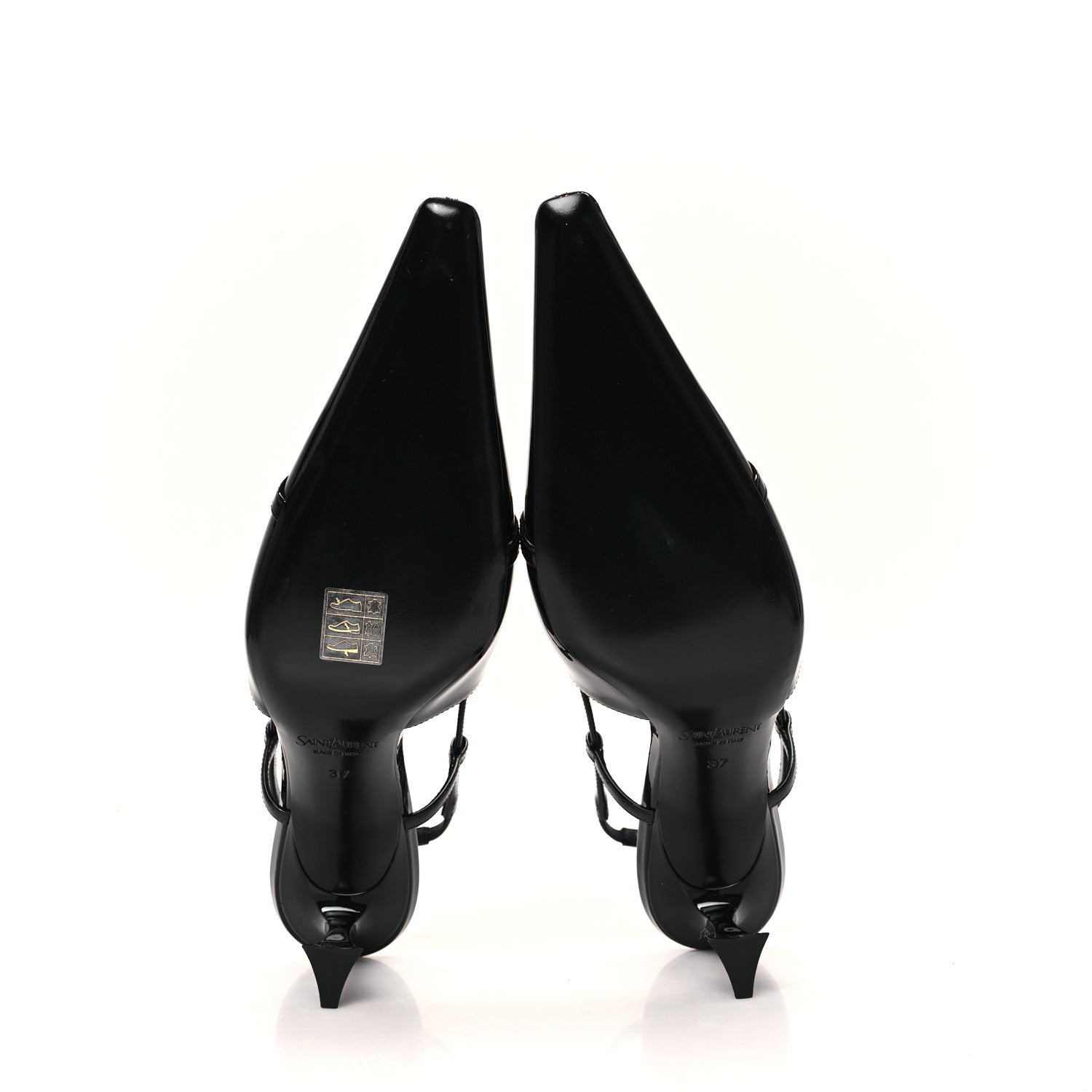 Saint Laurent Patent Calfskin Jacqueline 75 Slingback Pumps 37 Black 6 of 10