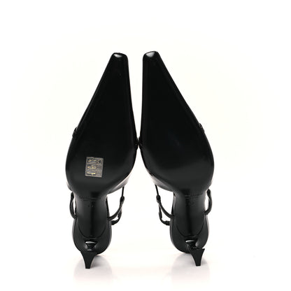 Saint Laurent Patent Calfskin Jacqueline 75 Slingback Pumps 37 Black 6 of 10