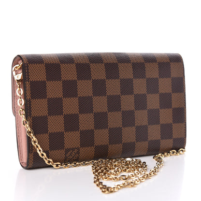 Louis Vuitton Damier Ebene Croisette Chain Wallet Rose Ballerine 3 of 10