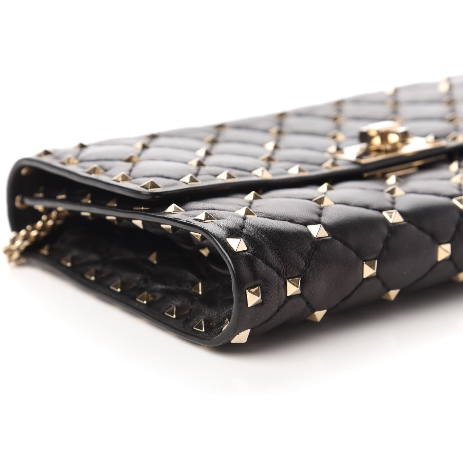 Valentino Garavani Lambskin Rockstud Spike Wallet on Chain Black 6 of 10