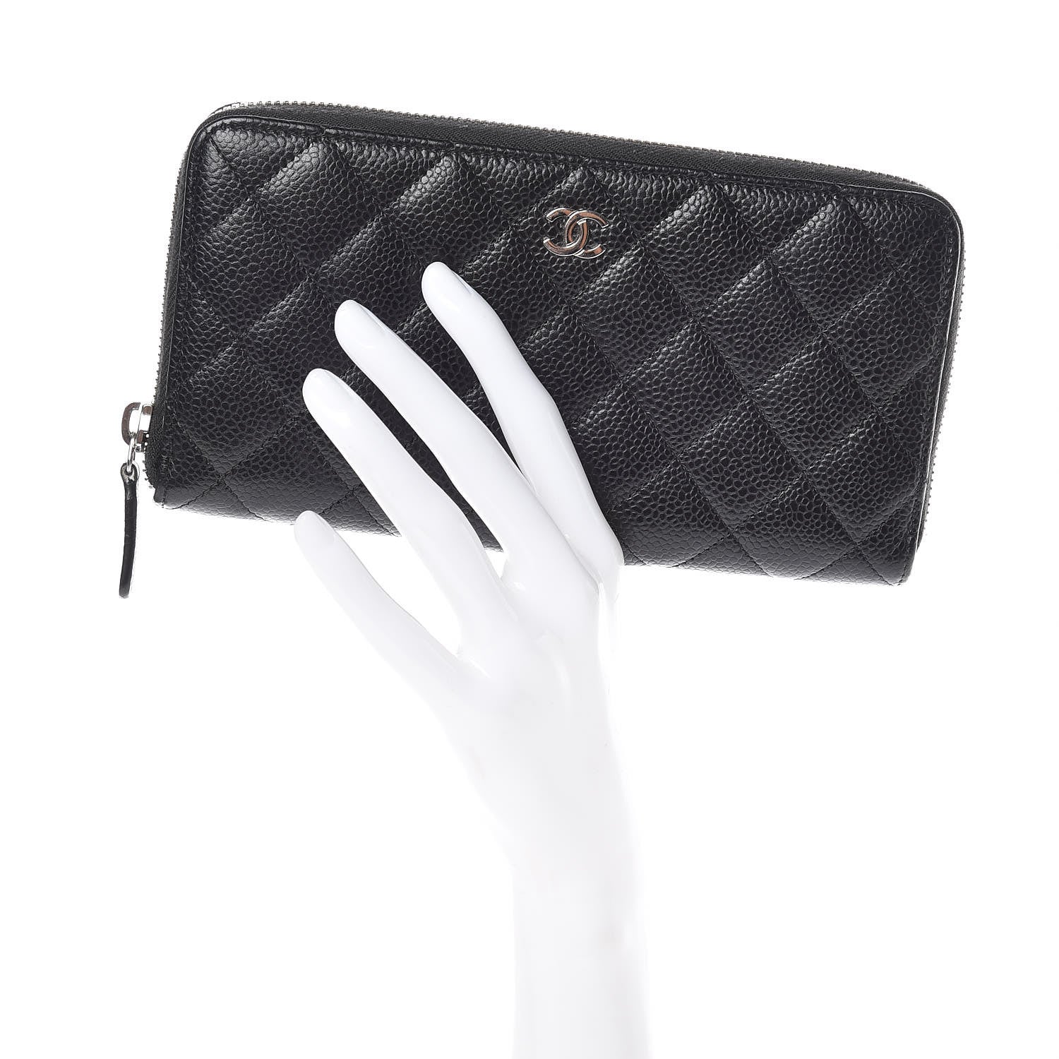 Chanel Caviar Quilted Large Gusset Zip Around Wallet Black 2 of 9