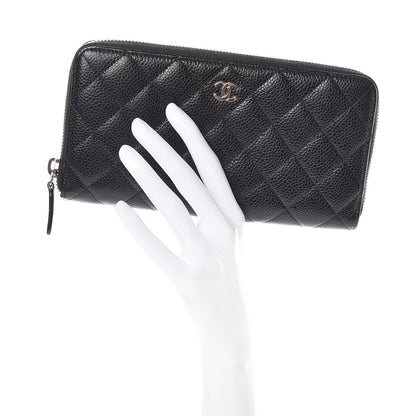 Chanel Caviar Quilted Large Gusset Zip Around Wallet Black 2 of 9