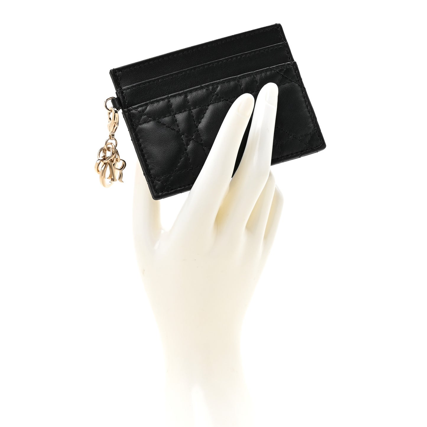 Lambskin Cannage Lady Dior Card Holder Black