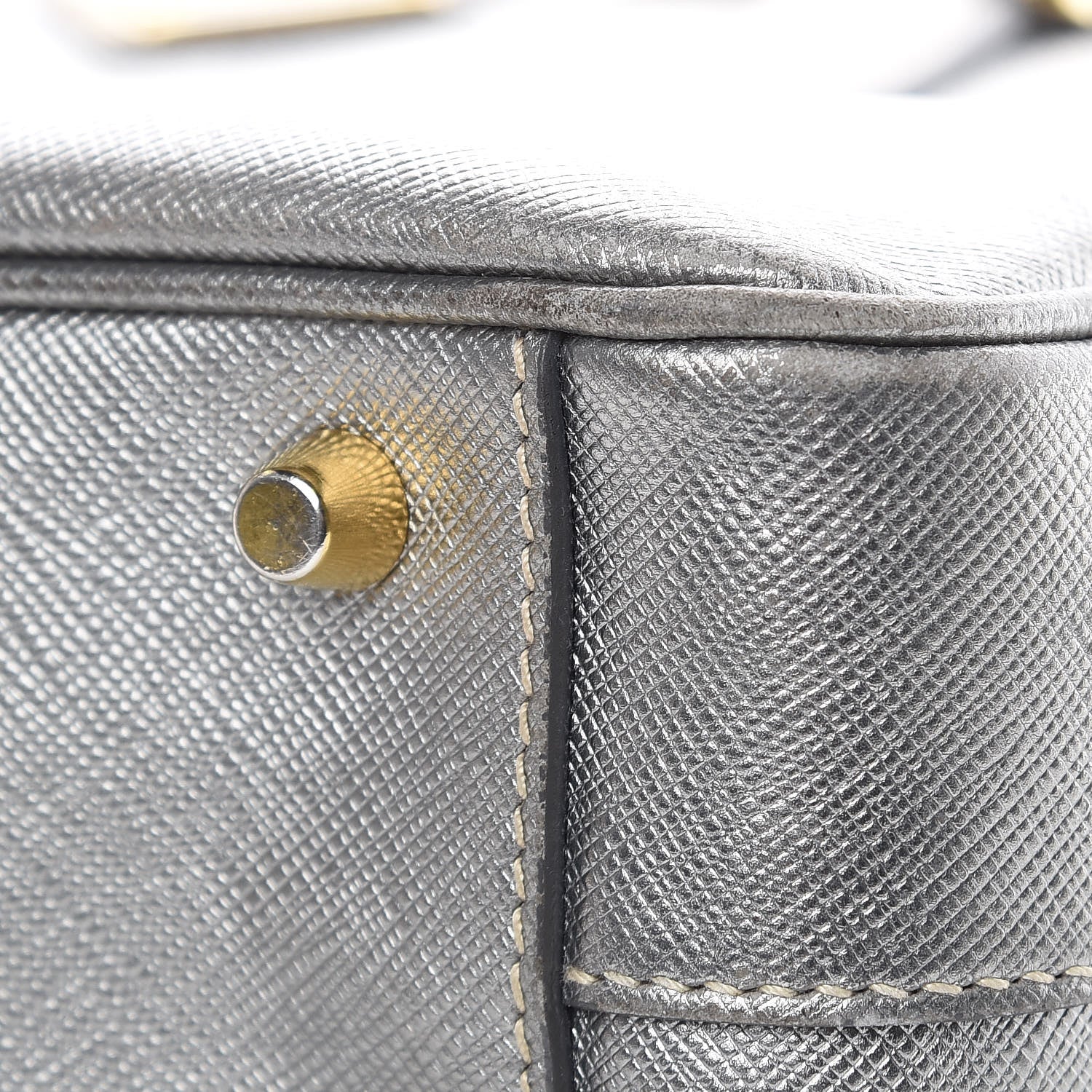 Prada Metallic Saffiano Lux Bowler Silver 9 of 23