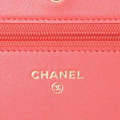 Chanel Lambskin Quilted Wallet On Chain WOC Red 5 of 11