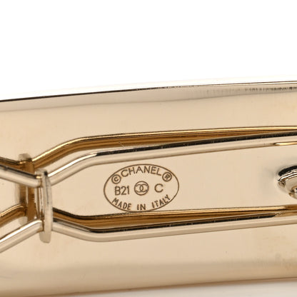 Chanel Metal Crystal Logo Hair Clip Gold 4 of 4