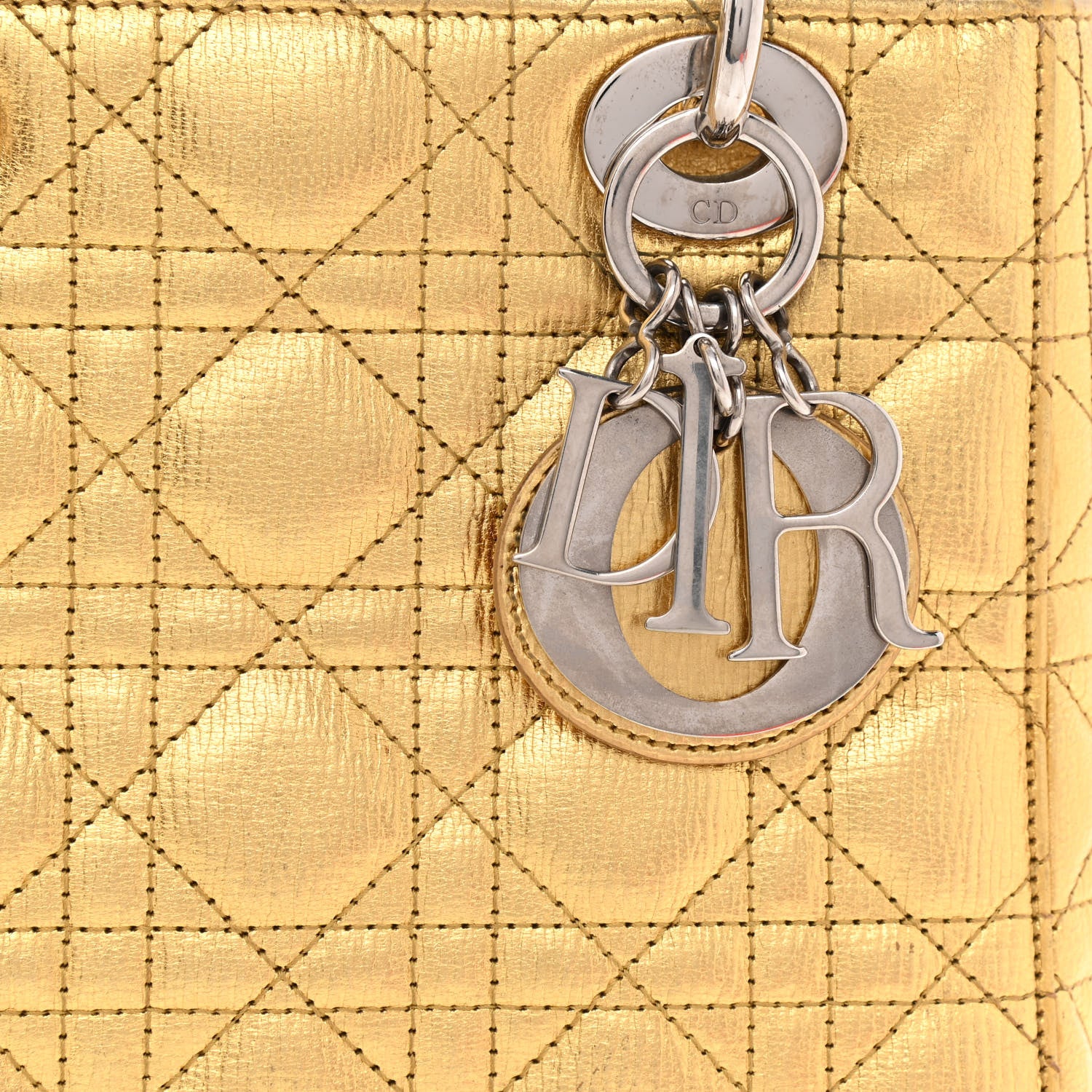 Christian Dior Metallic Grained Calfskin Cannage Small Lucky Badges My Lady Dior Gold 8 of 13