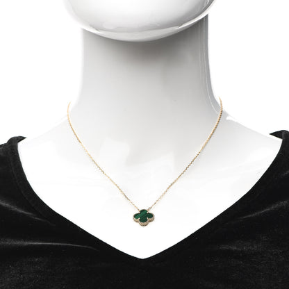 Van Cleef & Arpels 18K Yellow Gold Malachite Vintage Alhambra Pendant Necklace 2 of 6
