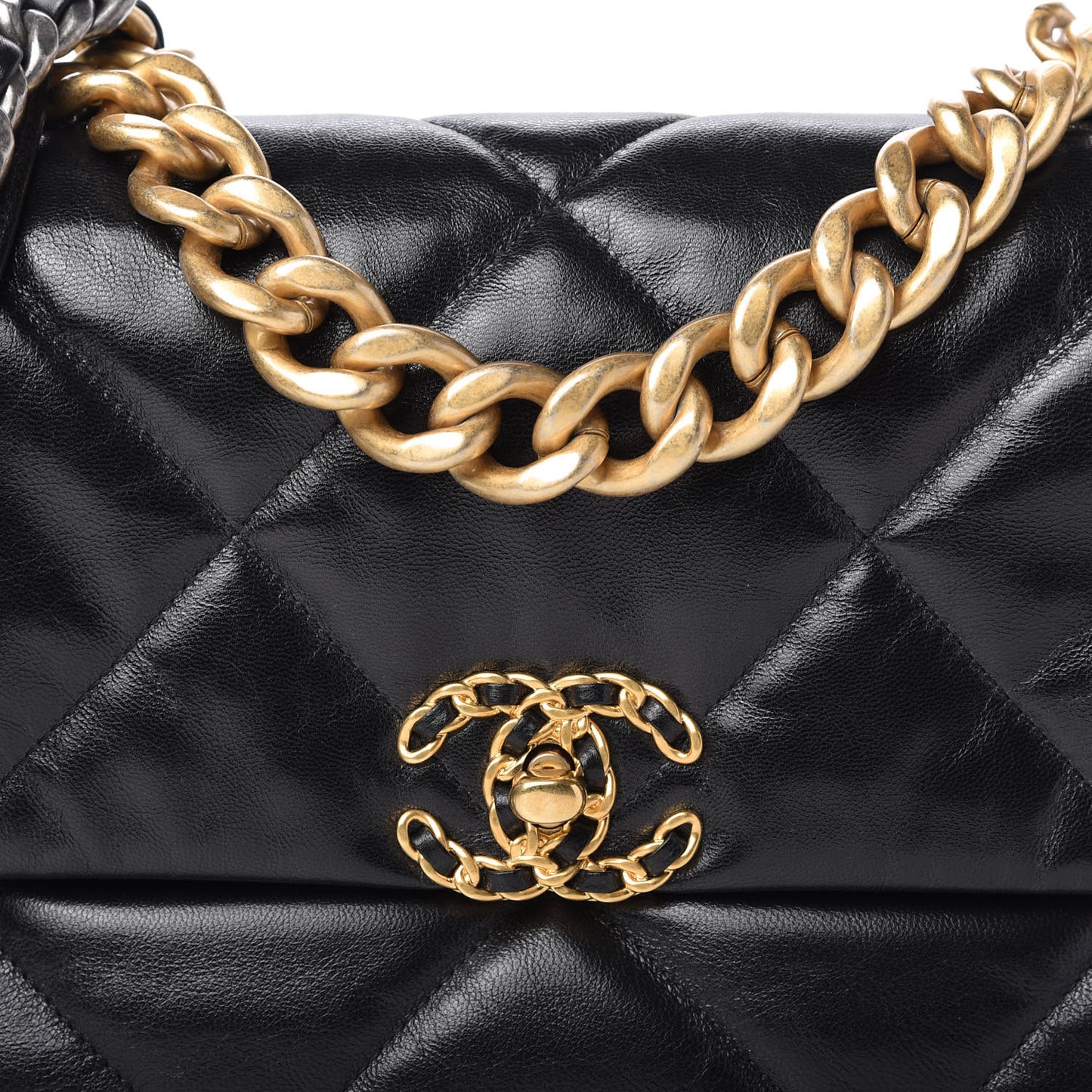Goatskin Quilted Large Chanel 19 Flap Black