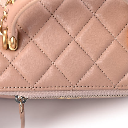 Chanel Lambskin Quilted Small Top Handle Vanity Case With Chain Beige 5 of 5