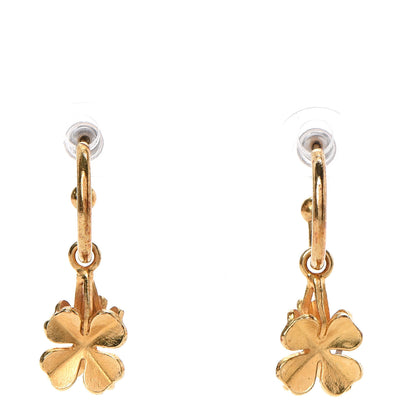 Chanel Metal Drop Clover CC Earrings Gold 1 of 4