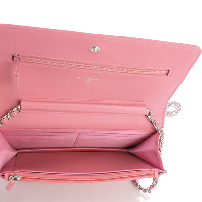 Chanel Lambskin Camellia Embossed Wallet on Chain WOC Pink 5 of 7