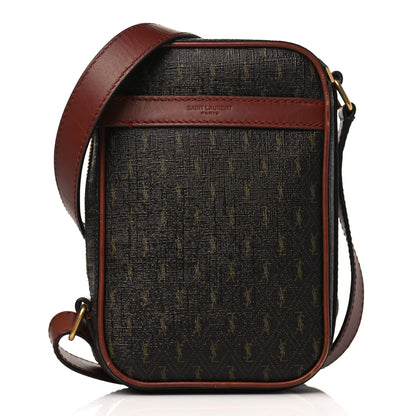 Saint Laurent Canvas Smooth Calfskin Le Monogramme Crossbody Pouch Chestnut 1 of 12