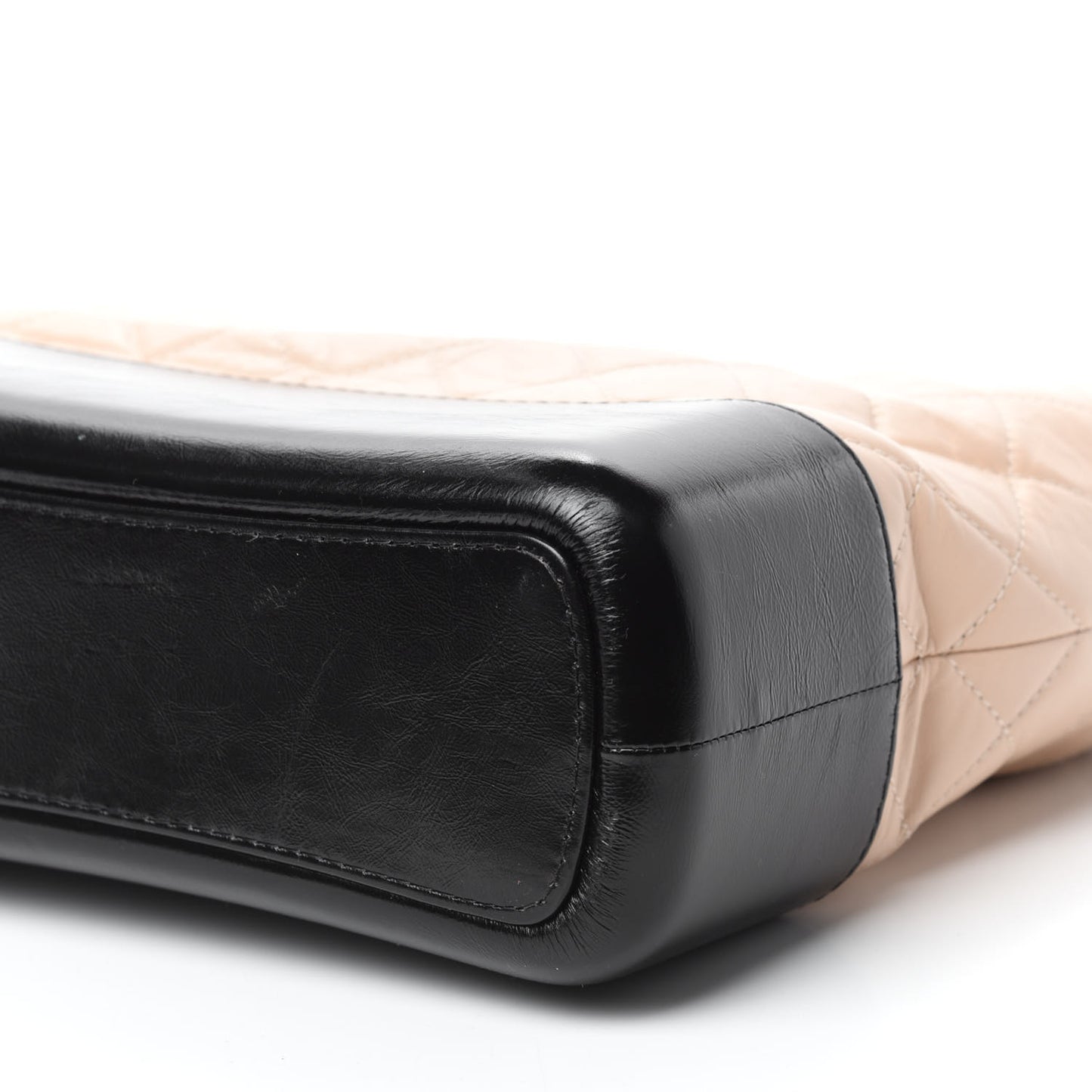 Aged Calfskin Quilted Medium Gabrielle Hobo Beige Black