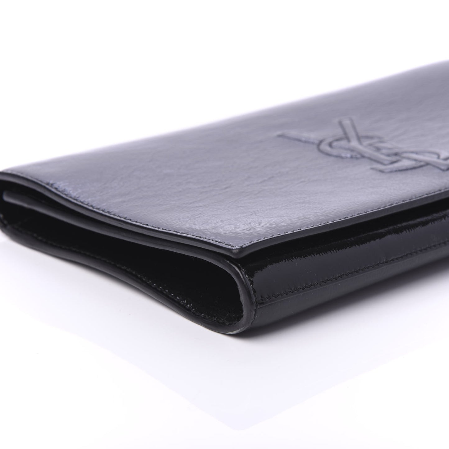 Textured Patent Monogram Large Belle De Jour Clutch Black