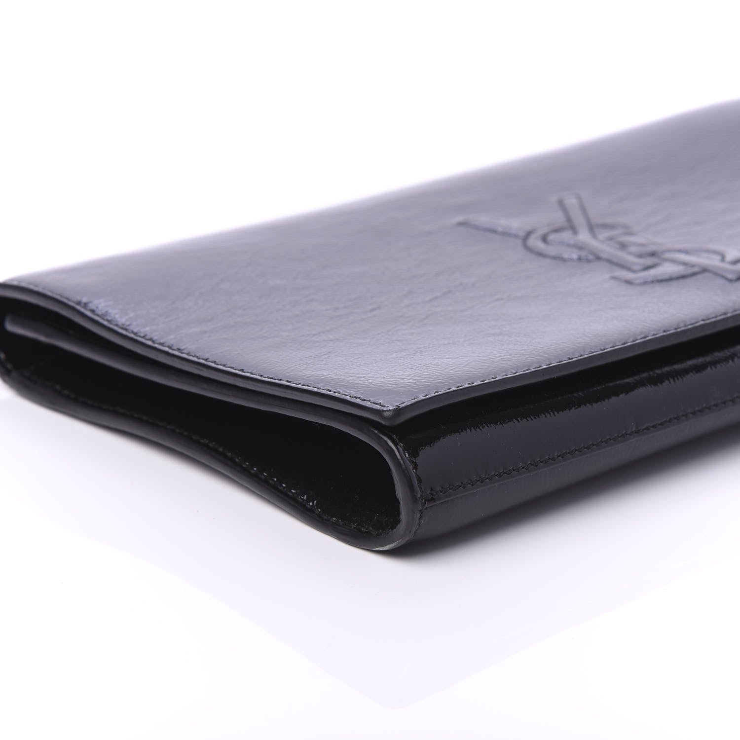 Saint Laurent Textured Patent Monogram Large Belle De Jour Clutch Black 6 of 9