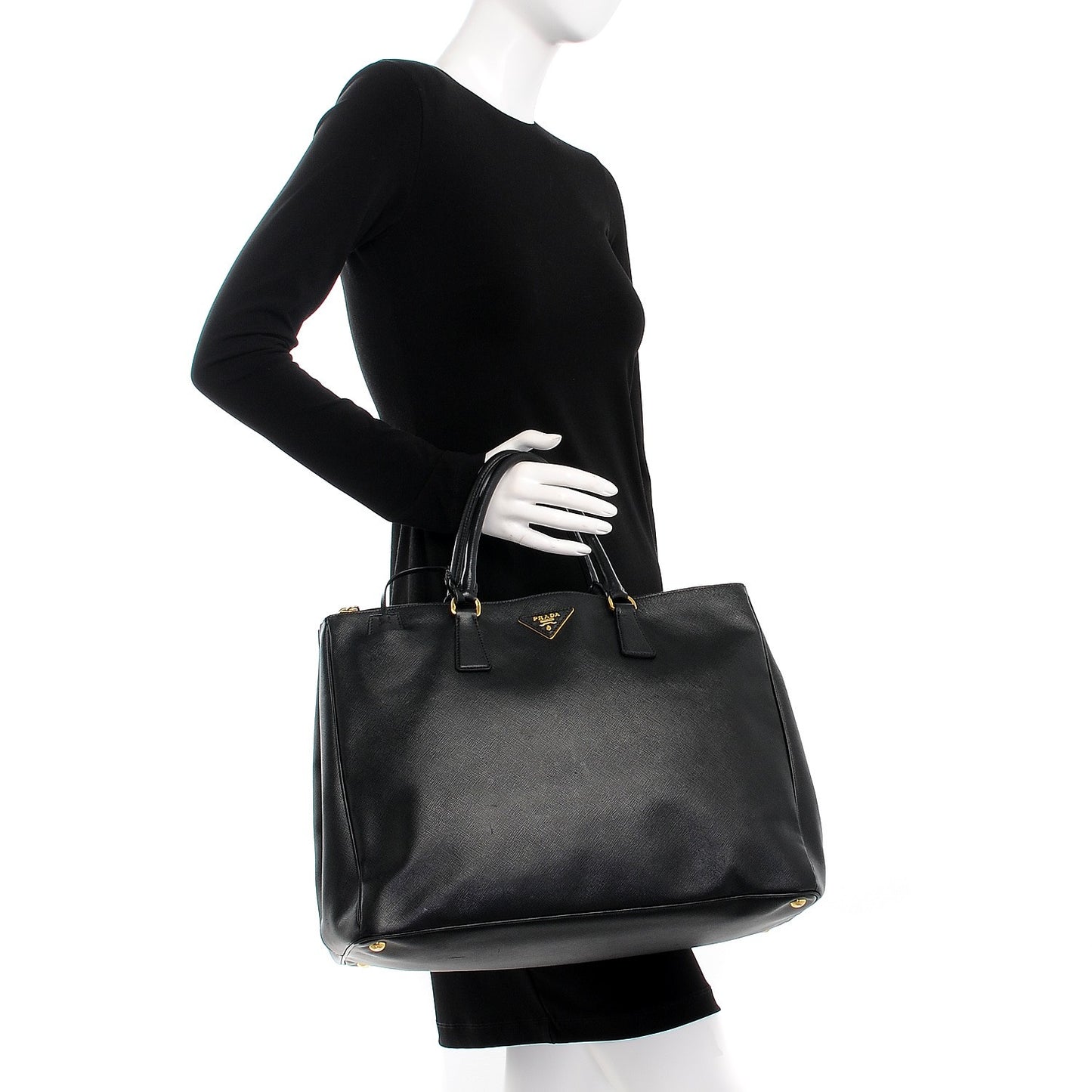 Saffiano Lux Extra Large Galleria Double Zip Tote Black