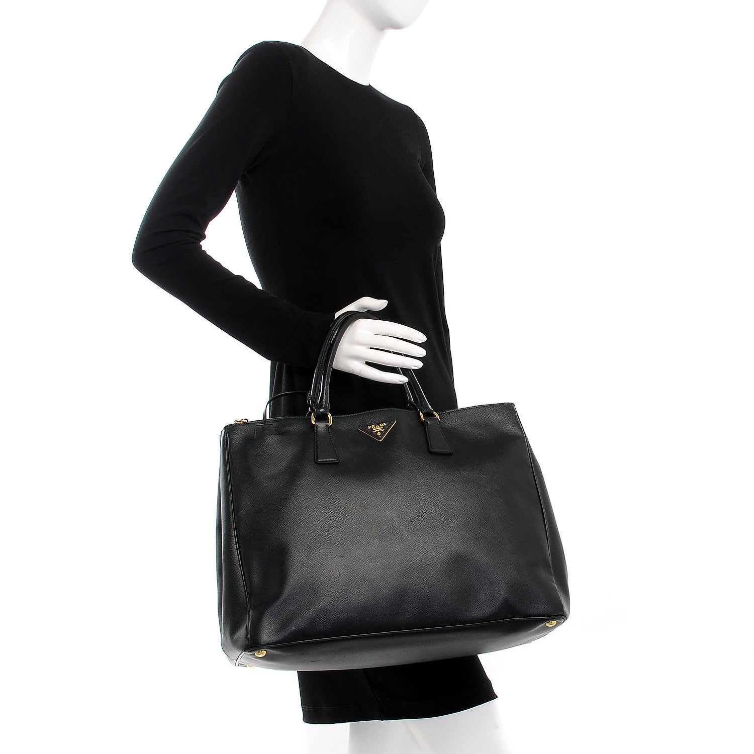 Prada Saffiano Lux Extra Large Galleria Double Zip Tote Black 2 of 9