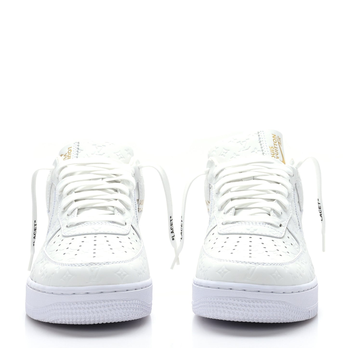 X NIKE AIR FORCE 1 Calfskin Monogram Mens Low Top Sneakers 8.5 White