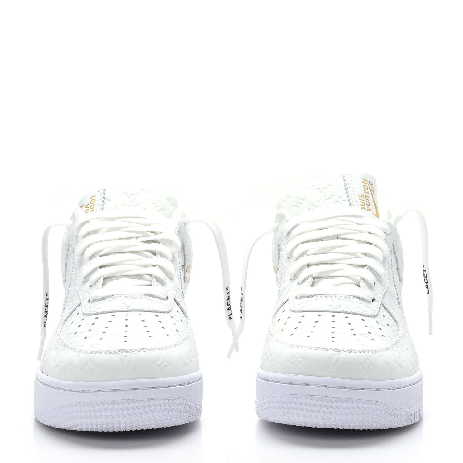 Louis Vuitton X NIKE AIR FORCE 1 Calfskin Monogram Mens Low Top Sneakers 8.5 White 2 of 9