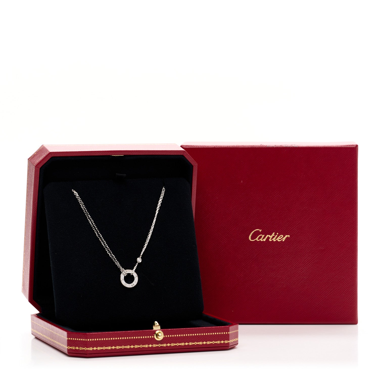 Cartier 18K White Gold 2 Diamond LOVE Necklace 5 of 5