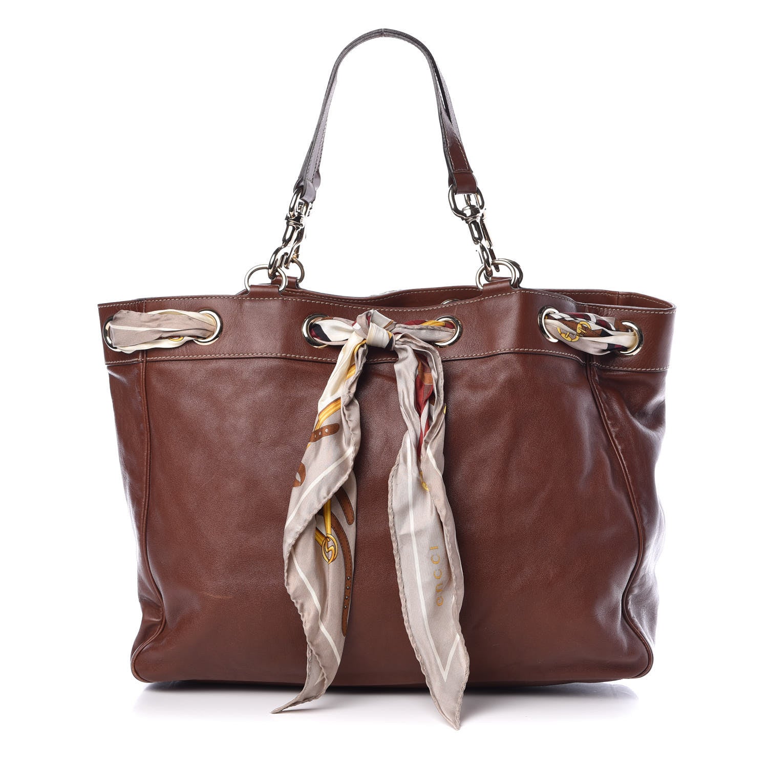 Gucci Calfskin Large Positano Tote Brown 1 of 7