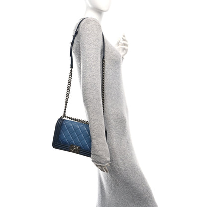 Chanel Calfskin Ombre Faded Quilted Medium Boy Flap Blue 2 of 10