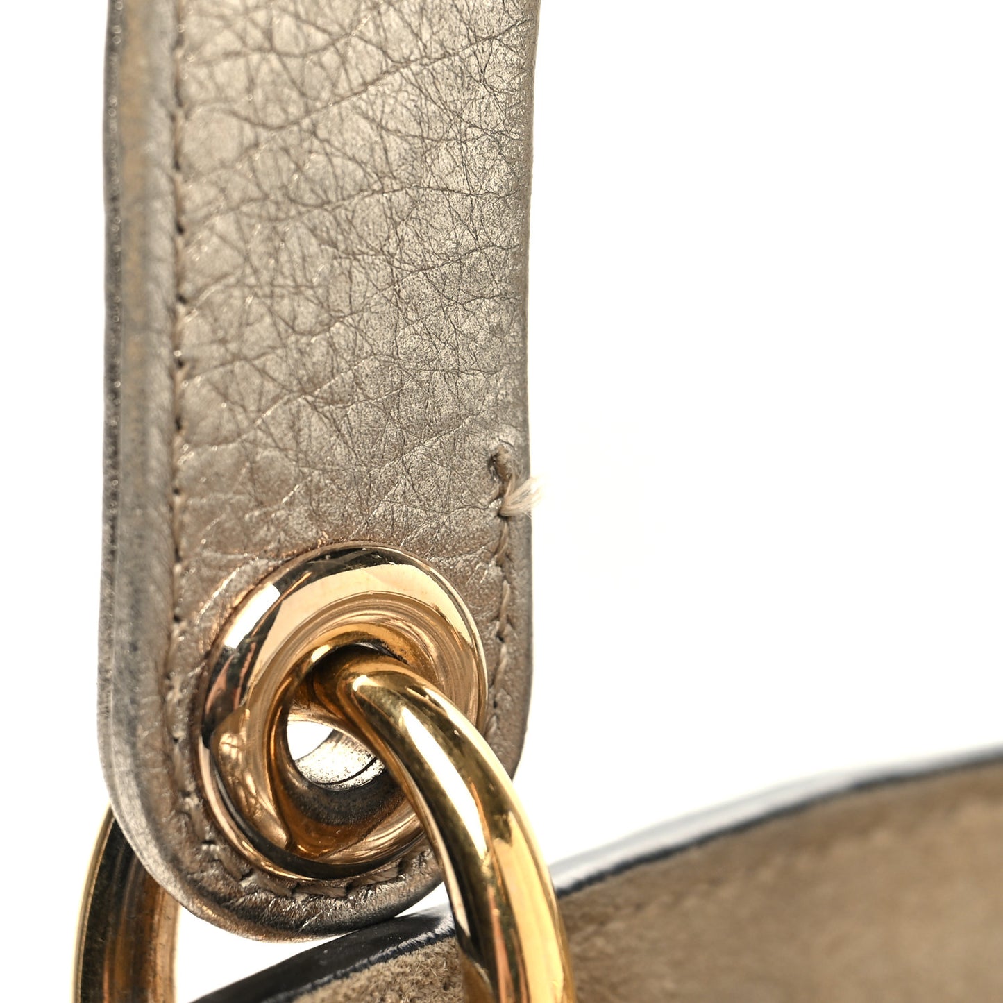 Metallic Grained Calfskin Cannage Mini Supple Lady Dior Pale Gold