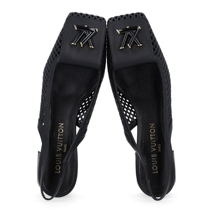 Louis Vuitton Calfskin Perforated Shake Slingback Pumps 40 Black 2 of 9