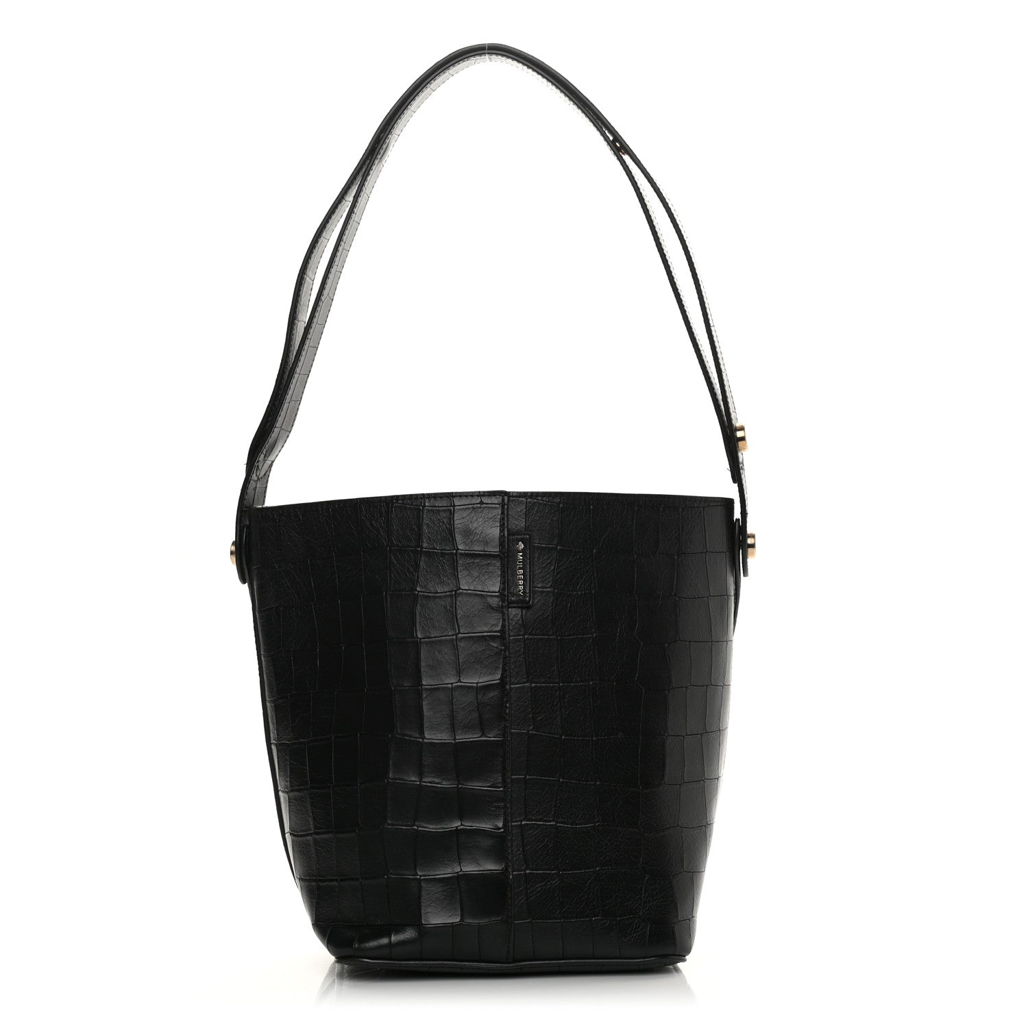 Mulberry Calfskin Crocodile Embossed Small Kite Bucket Bag Black 1 of 11