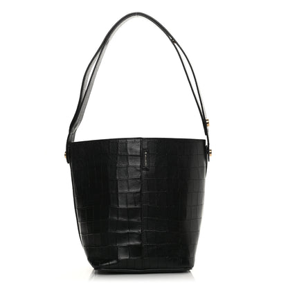 Mulberry Calfskin Crocodile Embossed Small Kite Bucket Bag Black 1 of 11